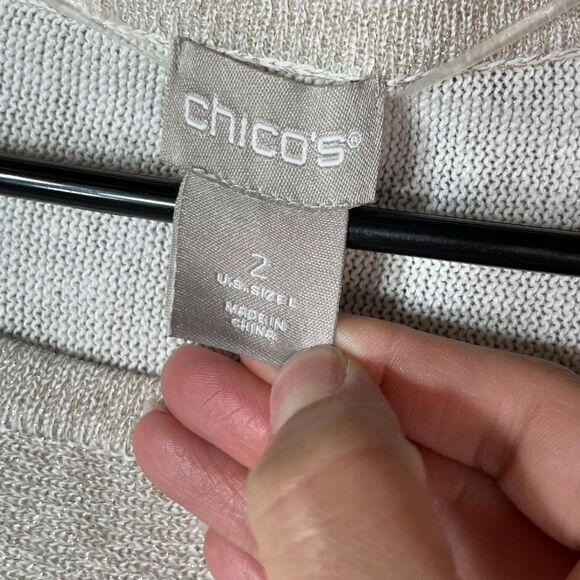 Chico’s Shimmer Side Rib Pullover Sweater Size Large - Picture 6 of 8